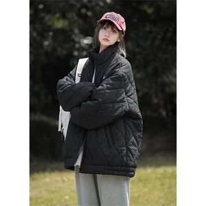 菱形格棉服外套 W1858 P105 控138图片
