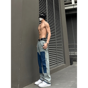 B221 美式ins高街小众暗黑做旧修身小脚牛仔裤 LK22078-P65 控88图片