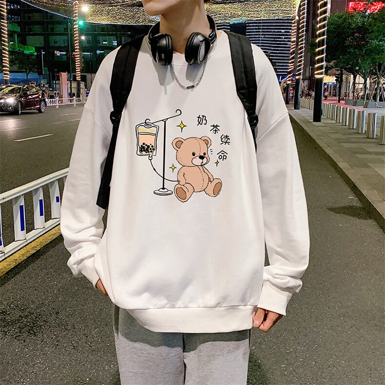 S6194-P28加绒款-P33秋季圆领卫衣男大码韩版宽松长袖外套,男装卫衣,电商A040