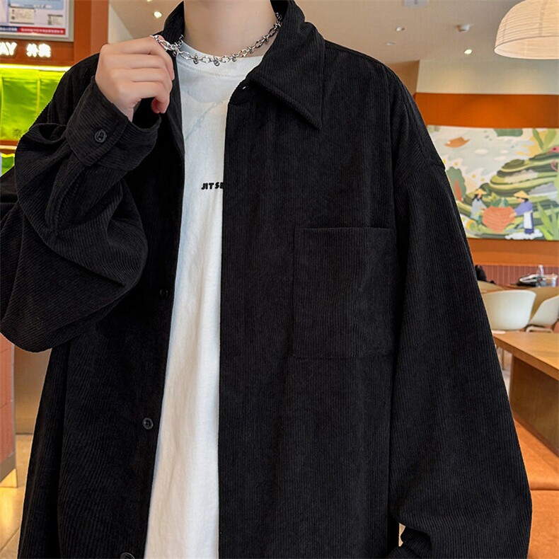 C206/P40春装新款美式复古灯芯绒长袖衬衫男士纯色衬衣男外套,男装衬衫,电商基地A050