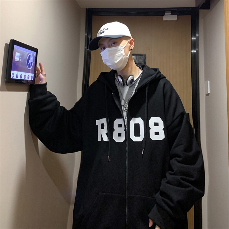 Y8886P45外景港风2024秋季新款连帽开衫外套卫衣百搭休闲宽松,男装卫衣,电商A026-1