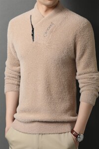 秋冬季中年男休闲圆领针织衫厚款男爸爸装保暖上衣HPN8651-P95图片