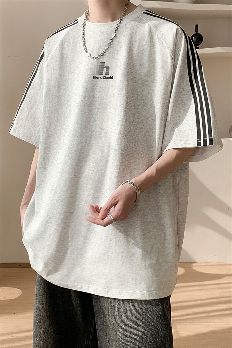 图案已注册夏季重磅复古休闲落肩短袖T恤男宽松半袖打底D009/P35,男装T恤,电商B209