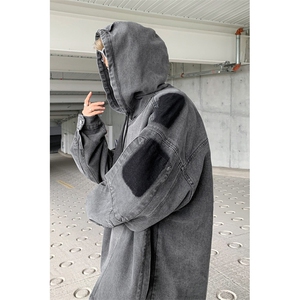 美式古着牛仔外套男春秋季2024新款高级感小众个性设计校园风夹克图片