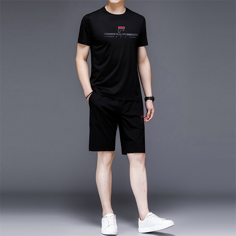 2023年夏款潮流休闲时尚男士运动短袖短裤套装P130,男装休闲套装,电商D223-1
