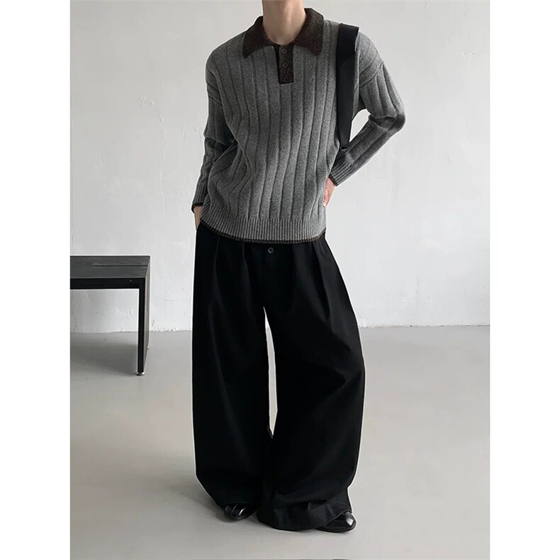 网图有货秋冬复古老钱撞色拼接polo领毛衣针织衫男女A1116-P60,男装针织衫/毛衣,星座1505