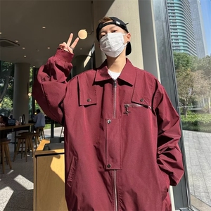 秋冬季美式工装外套男宽松痞帅上衣潮牌金属装饰飞行员夹克图片