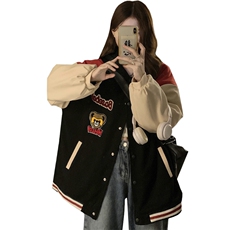 小熊棒球服秋冬2025年新款学生宽松韩版上衣加厚外套C457-P95，女装短外套，星座911-2(原星座613-2）
