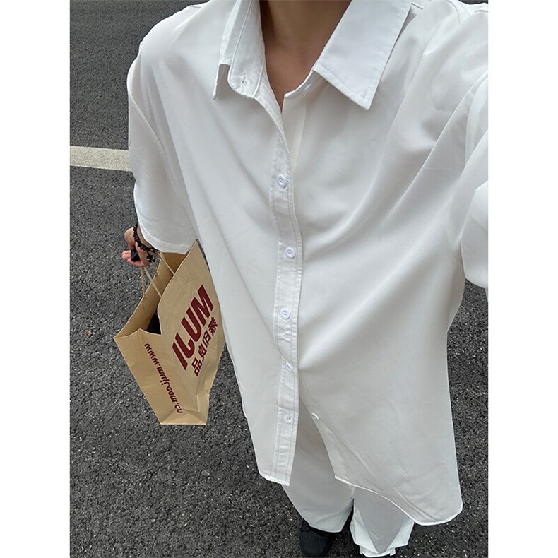薄款冰丝短袖衬衫男简约纯色垂感休闲痞帅衬衣CS288-P20,男装T恤,星座301C-5