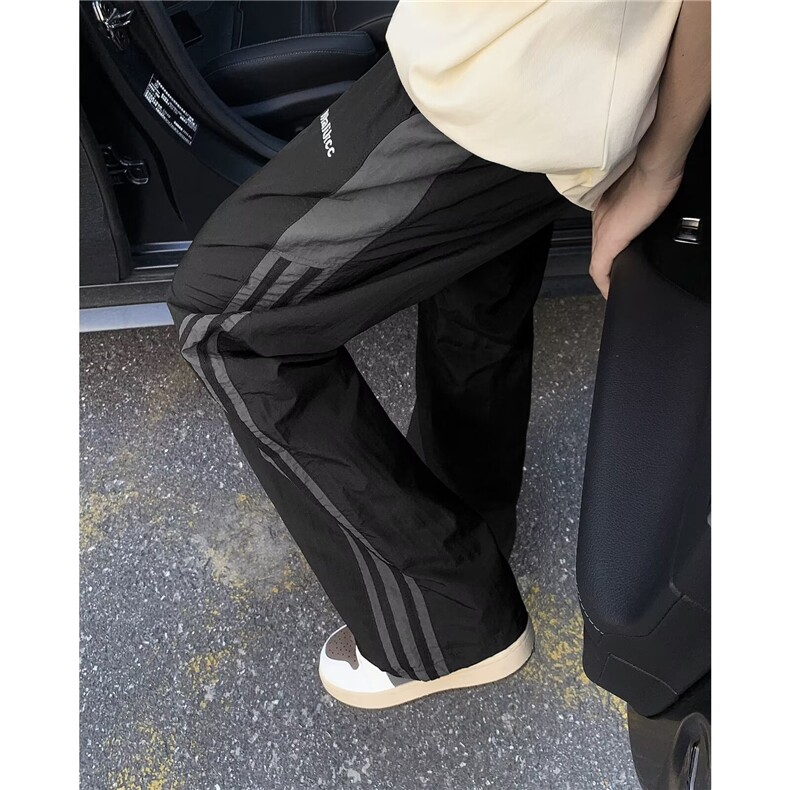 美式拼接撞色直筒休闲裤男夏潮牌设计感速干长裤高街痞帅百搭裤子,男装休闲裤,星座601-2