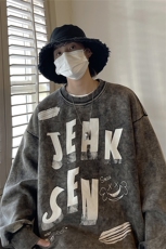 水洗做旧卫衣重磅男款秋美式复古圆领外套潮牌上衣JK22316p75控88，男装卫衣，星座605(原A050)