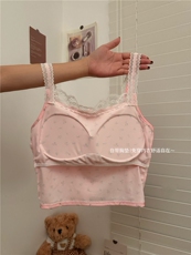 韩系甜美温柔蕾丝性感碎花吊带背心女装夏季内搭短款上衣，女装背心吊带，梦白服饰厂