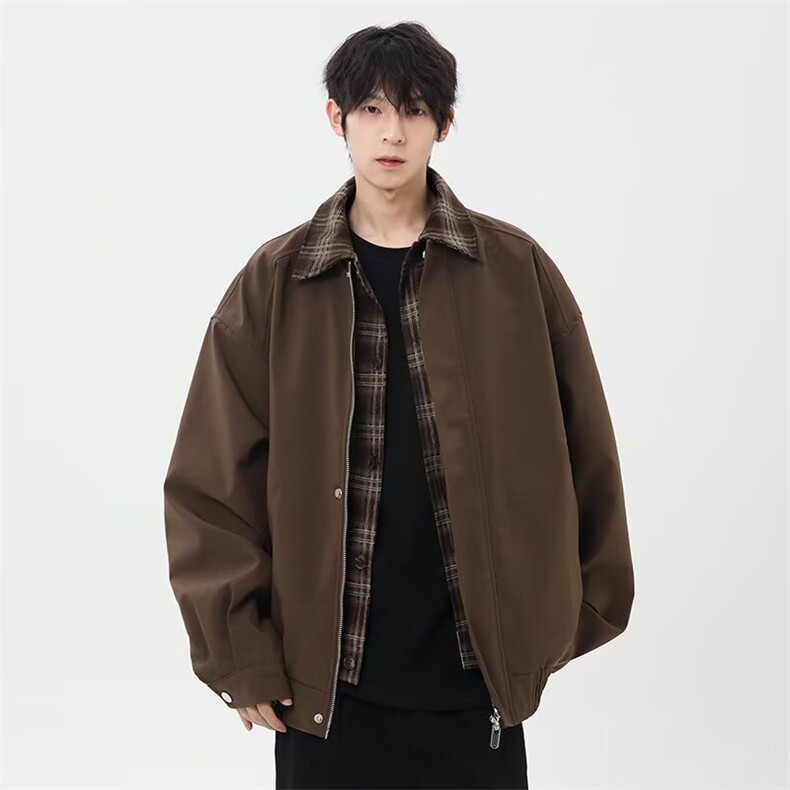 8190-P60慵懒时尚潮流ins假两件夹克流行新款文艺百搭气质简约,男装T恤,电商B323A