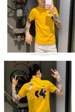 春夏社会风精神小伙潮流网红爆版印花人物卡通POLO衫GN72142-P45，男装Polo衫，星座308A