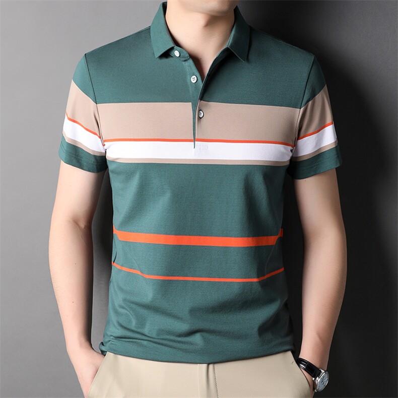 爸爸t恤男士短袖夏季中年翻领男装中老年人冰丝polo衫上衣服夏装,男装T恤,电商B212（原钱塘6029）