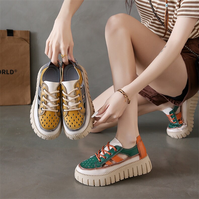 2024夏季新款ins韩版镂空小白鞋学生厚底女鞋百搭休闲板鞋，女鞋凉鞋，星座1407-3