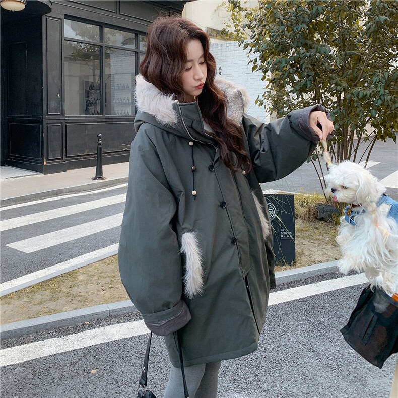 新款内里夹棉休闲羊羔毛拼接派克外套7334-P185K278,女装棉衣/棉服,2C332