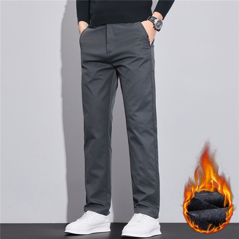 （有加绒/常规）秋冬款轻奢弹力商务休闲男士加厚加绒抗邹保暖裤，男装棉衣，星座224-1