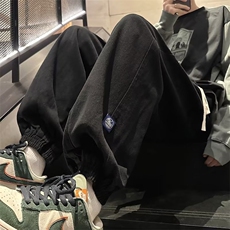 春季男休闲工装阔腿裤子男潮牌高街宽松直筒束脚裤K0102-P43，男装休闲裤，星座308B-1