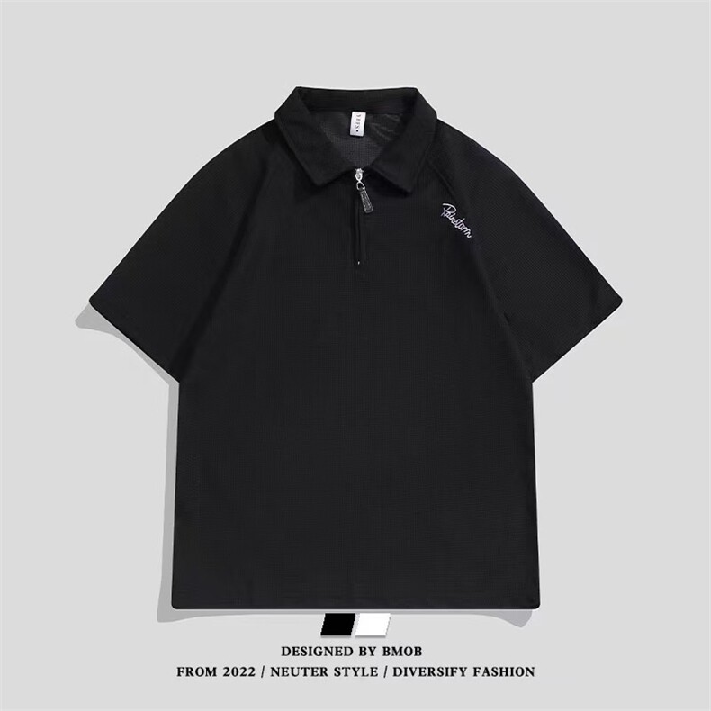 1506/QG16050/P31夏季休闲半拉链POLO衫学院风设计感刺绣上衣，男装Polo衫，星座1506