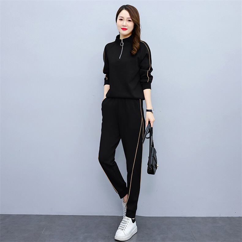 加绒加厚休闲运动服套装2025年秋冬新款女装高级感两件套卫衣套装,女装套装/套裙,梦依杭