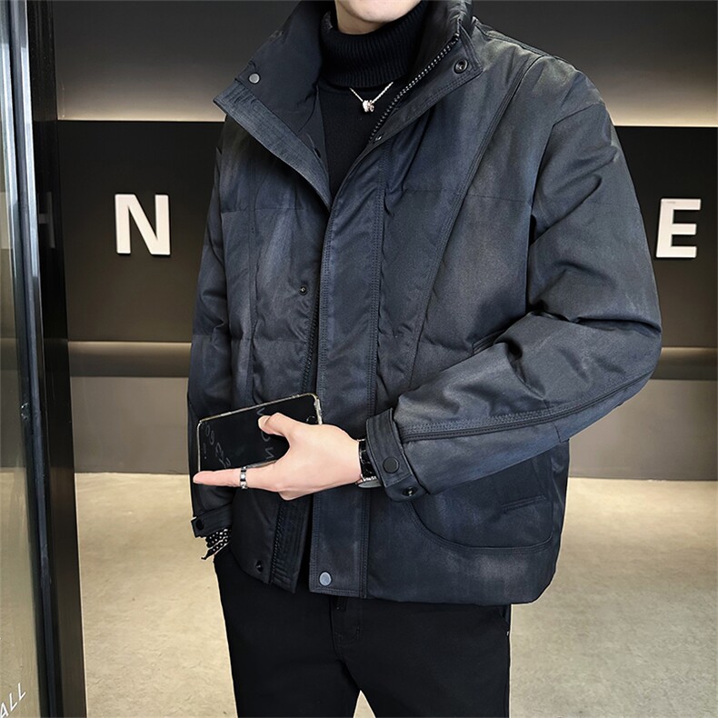 标50绒店主风冬季男士扎染立领羽绒服宽松保暖外套908-P225,男装羽绒服,电商B338