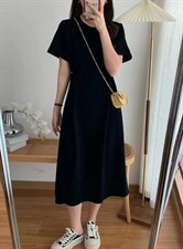 现货两颗扣显瘦连衣裙，女装连衣裙，歆座 XINZUO