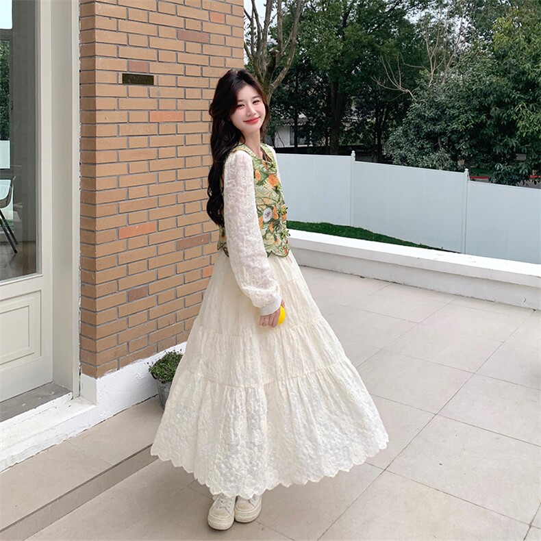 超好看提花马甲连衣裙套装女2025春季新款法式设计感仙女裙两件套,女装套装/套裙,浙宝301