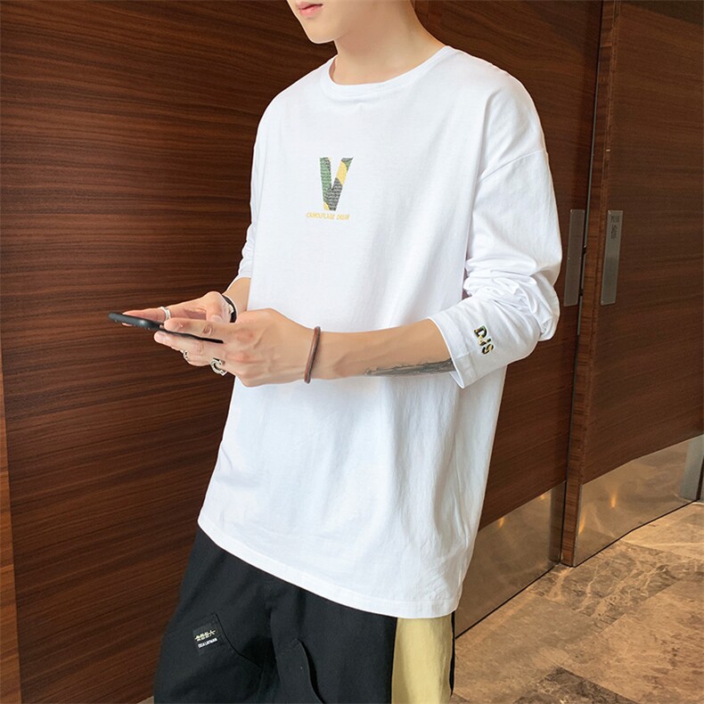 男士时尚印花宽松纯棉长袖T恤体恤DT图片