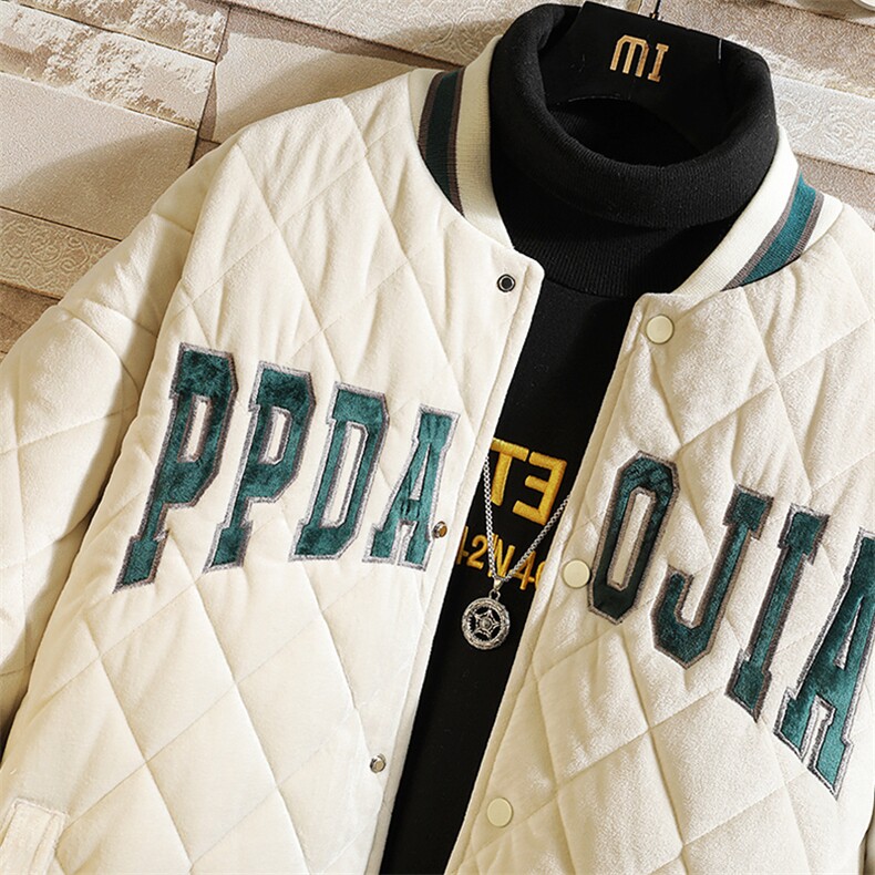 2023冬砖墙挂拍棉丝绒面料菱形格绗棉棒球服棉服M7236-P115,男装棉衣,电商A082