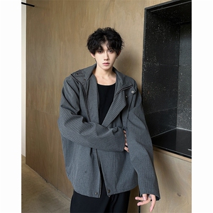 现货！25秋冬男士质感西服连帽条纹短款夹克外套特JK72-P118图片