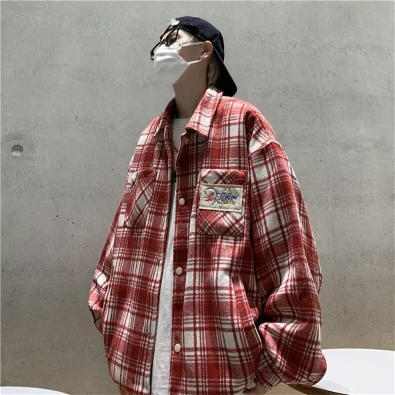 秋季嘻哈新款港风等拼接格子宽松夹克男女休闲百搭外套LS6599P60,男装夹克,星座1013-5