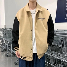撞色拼接外套男春季韩版潮流美式翻领工装夹克情侣棒球服W039-p55，男装夹克，星座1008
