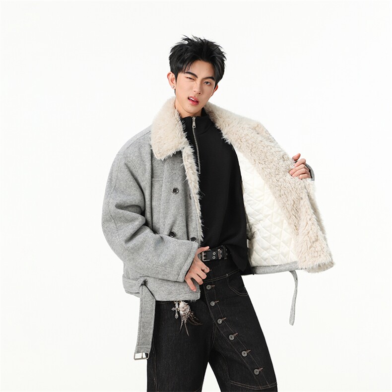 羊毛）复古双排扣毛领棉服男女冬季呢夹克JK1008-特P135-控258,男装夹克,星座216(原A116)