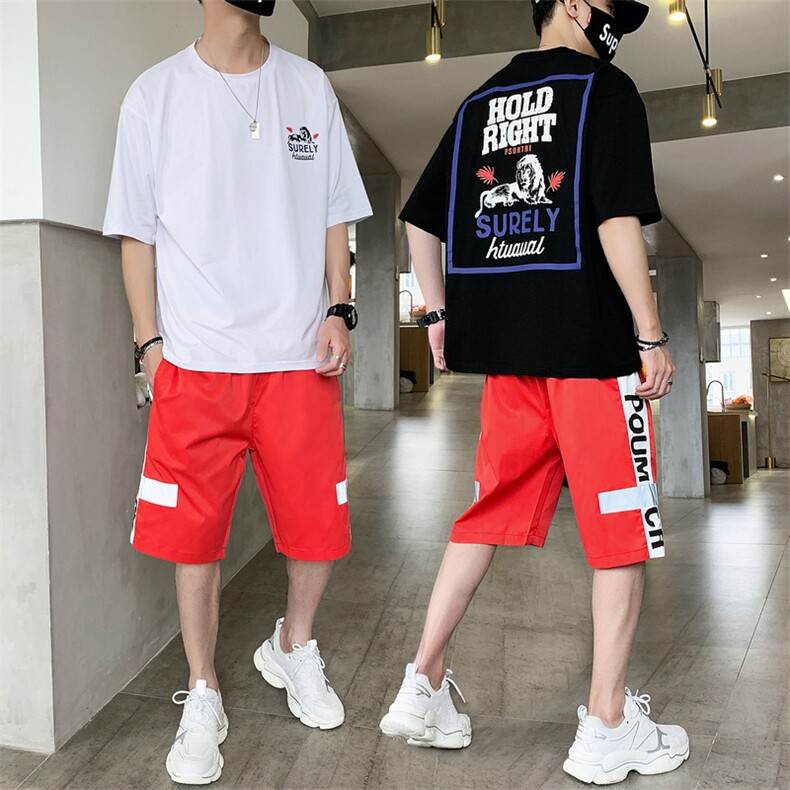 短袖t恤男夏季2021新款宽松半袖体恤上衣服ins潮牌套装DS773T,男装T恤,电商A102