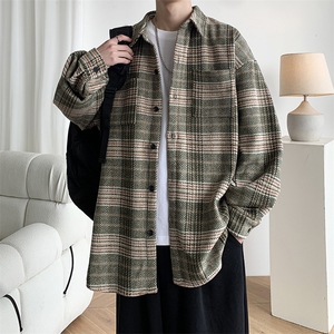 加厚毛呢衬衫潮牌宽松大码外套美式复古帅气休闲 225-2-CS710-P58图片
