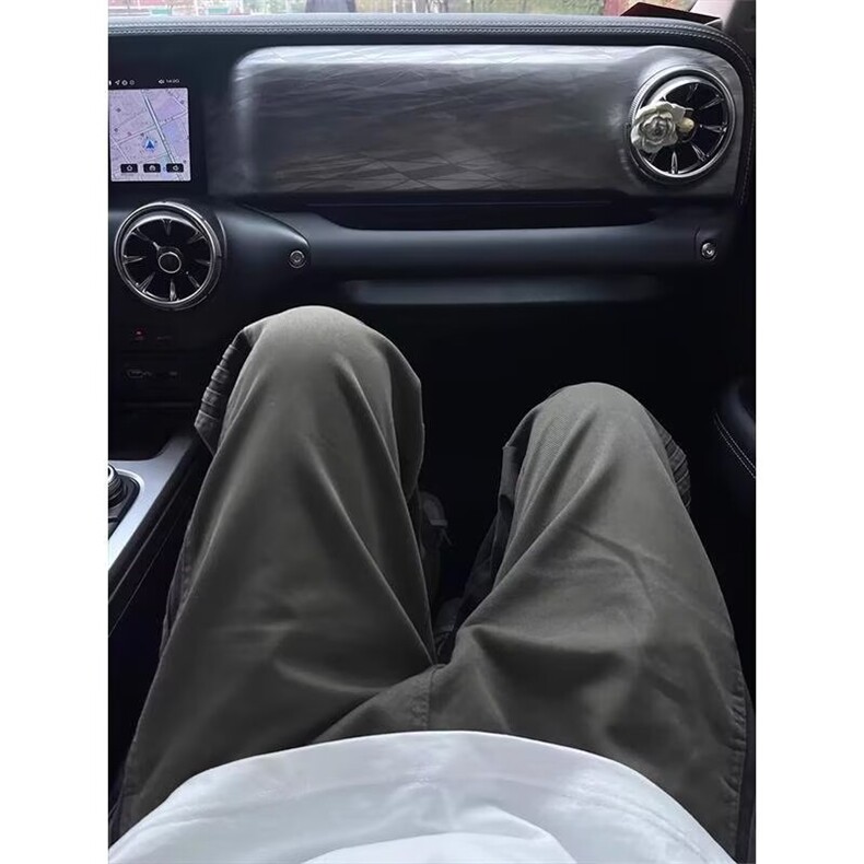 美式复古侧边条纹裤子男潮牌设计感复古直筒裤高街休闲显瘦工装裤,男装工装外套,星座506A