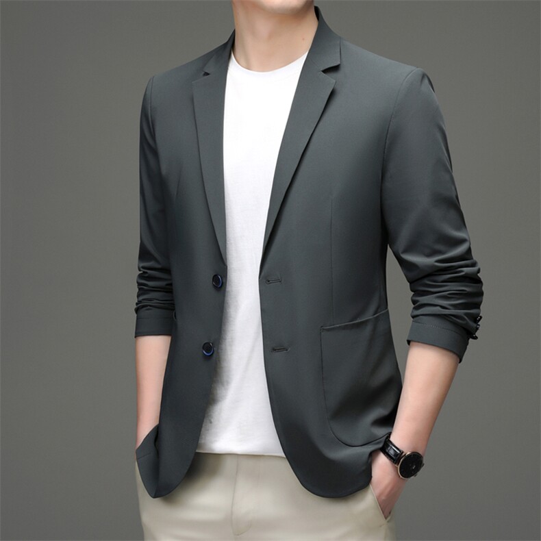 长袖翻领男士休闲西服2023秋季时尚搭配西装外套中年商务爸爸装,男装西服,电商B212（原钱塘6029）