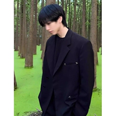 设计垫肩西服外套男新款金属装饰廓形宽松百搭休闲西装XW36，男装西服套装，星座1116A（原606A-3）