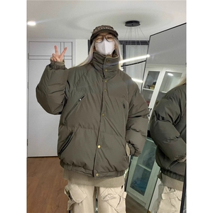 美式复古翻领多口袋面包棉服男女冬季简约设计感加厚情侣棉衣外套图片