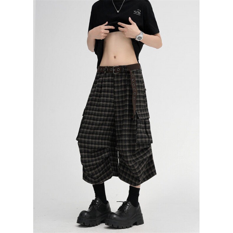 DK32-P50夏季男女宽松七分裤休闲中裤格子裤,男装牛仔裤,电商B327