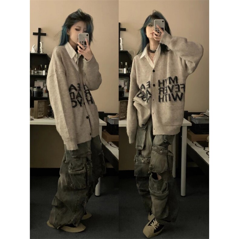 【有货】秋冬高级感慵懒风开衫毛衣男美式针织外套MY452HH-特P58,男装针织衫/毛衣,星座1007（原301D）