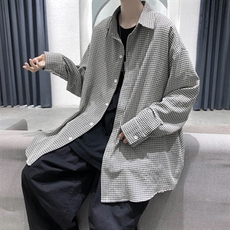早秋新款千鸟格长袖衬衫宽松青年衣服男A071-C09-P38，男装衬衫，电商A071