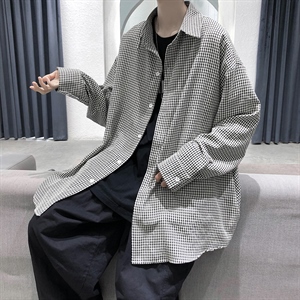 早秋新款千鸟格长袖衬衫宽松青年衣服男 A071-C09-P38图片