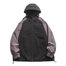 新春款拼色连帽夹克中性风户外百搭冲锋衣宽松外套CYJK9253-P65，男装夹克，电商A128