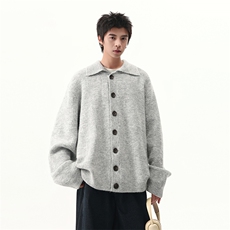 春秋针织毛衣cleanfit翻领慵懒老钱风开衫休闲外套MY0588-P58，男装针织衫/毛衣，星座308B-2
