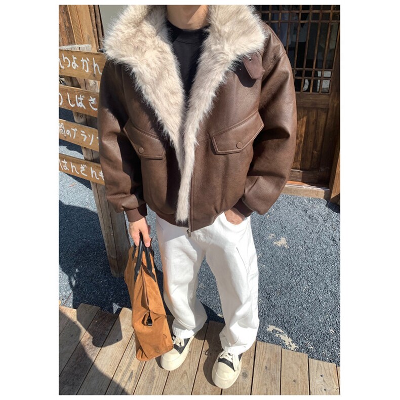 网图 老钱风 cleanfit荔枝皮加绒座山雕棉服外套 W1923/特P120图片