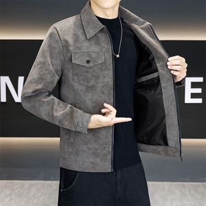 店主风潮流皮衣外套男春秋季复古百搭宽松机车服pu皮夹克潮JK2568图片