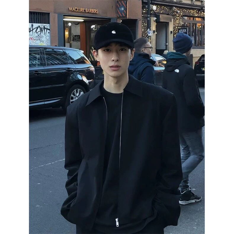 网图有货黑色垫肩行政夹克外套男J707-常规款P50J708垫肩款P55,男装夹克,星座1505