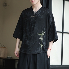 新中式提花风潮T恤短袖上衣刺绣汉服时尚唐装T2403-P55，男装T恤，电商A227
